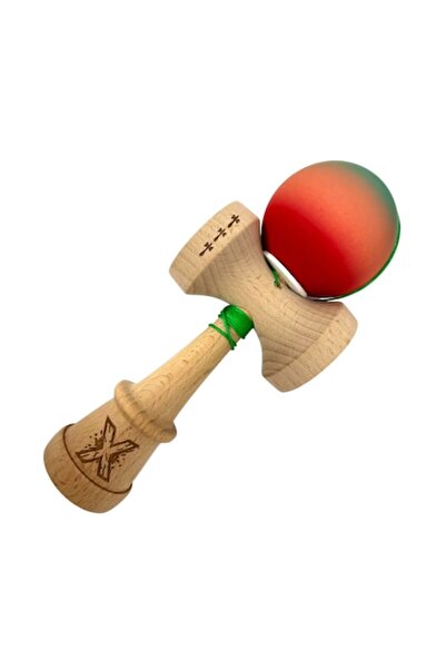 LEIBOO Kendama X, Mâner din cauciuc, Cupă mare V3, Lemn, 18 cm, Roșu cardinal