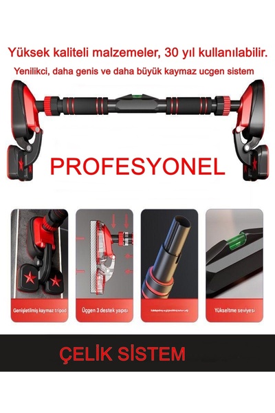 Tisul 3POD 3 Ayaklı 92-120CM Kapı Arası Barfiksi Koridor Arası Barfix Demiri - Koridor Barfixi