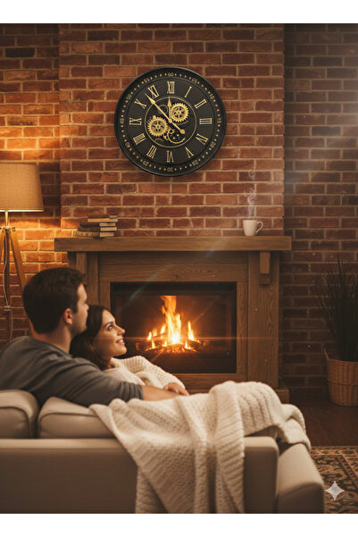 AAA Zamanı Durduran Aşk: Vintage Gold Dişli Mekanizmalı Duvar Saati