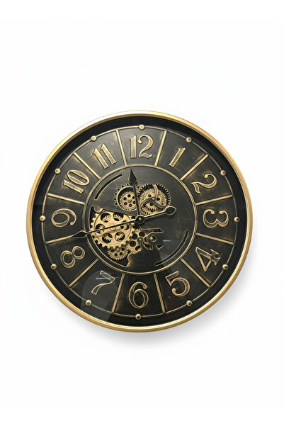 AAA • Antika Görünümlü Dev Dişli Mekanizmalı Dekoratif Duvar Saati