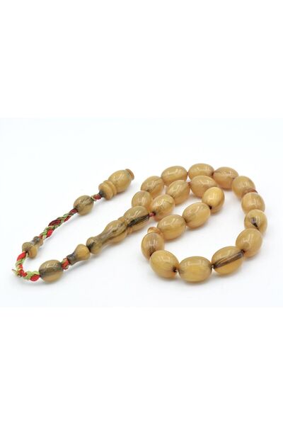 Murty99 Hakkı Master Signed Beyzi Cut Beige Crimped Amber Efe Mascot Prayer Beads 002