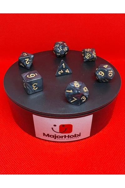Major Hobi مجموعة نرد DND FRP مكونة من 7 قطع - رمادي لؤلؤي |   مجموعة نرد لعب...