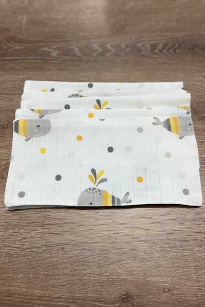 Ponchik 7-Pack 100% Cotton Double Layer Muslin Baby Mouth Wipes 25 X 25 cm Wh...