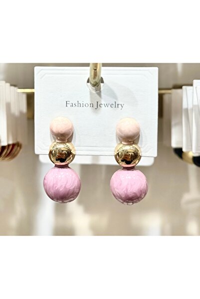 GLOW ACCESSORIES BAE Pembe Sallantılı 3lü Top Küpe