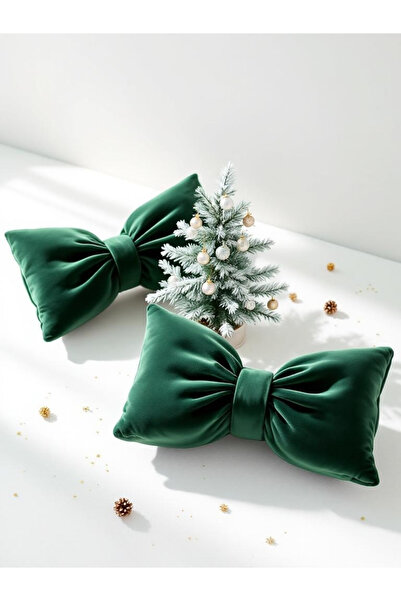 FARCY Set de 2 perne decorative cu tema de Crăciun, cu aspect de fundă de cat...