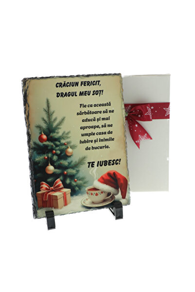 GiftExpress Cadou de Crăciun pentru soț – Piatră naturală de ardezie personal...