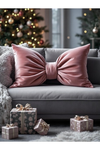 FARCY Pernă decorativă de dimensiuni mari XXL, cu aspect de fundă, din catifea, cadou, pernă de îmbrățișare