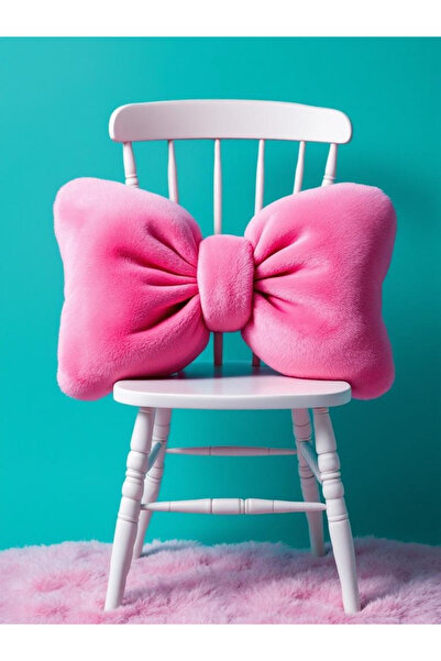 FARCY Fiyonk Görünümlü XXL Yastık Dolgulu Peluş Fiyonk Kurdele Hediye Yastık Yatak Koltuk Kırlent Minder