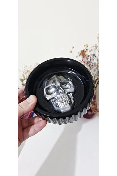 pınaxar Τασάκι σε ασημί χρώμα με θέμα τον κρανίο - Εποξειδικό διακοσμητικό γο...