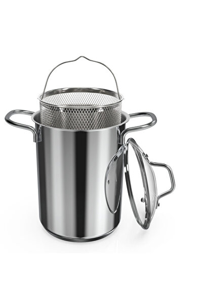 Navaris Oală pentru sparanghel cu coș și capac de sticlă, compatibilă cu indu...