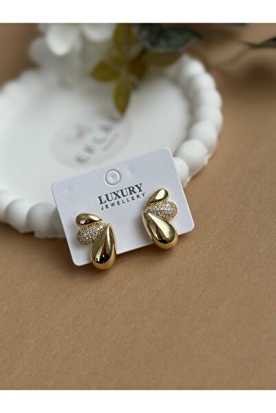 EFLAL Accessories Gold Zirkon Taş Kelebek Küpe