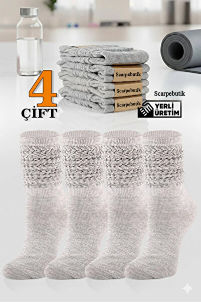 Scarpebutik 4 Pack Women's Seasonal Socks Yoga Fitness Plates Sports and Aerobics Boot Socks Stylish Socks