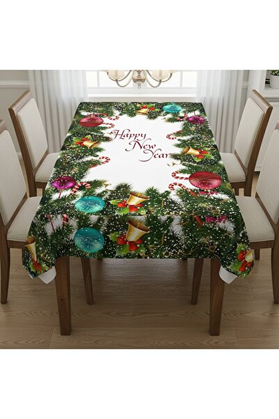 SHome Premium New Year Patterned Printed Tablecloth – Vivid Colors Stain-Resi...