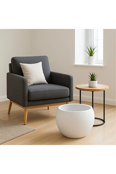 polivahome Küre Saksı Yuvarlak Saksı Modern Dekoratif Iç Hazneli Plastik 7,5 ...