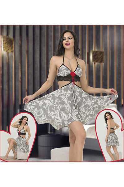 ZAVERA WOMAN Γυναικείο νυχτικό με δαντέλα με λεπτομέρειες - 100% βαμβάκι