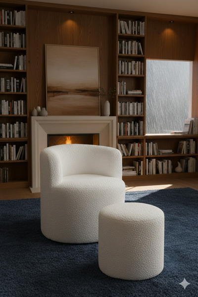 Yuems home 360° Dönebilen Berjer Koltuk Puf hediyeli