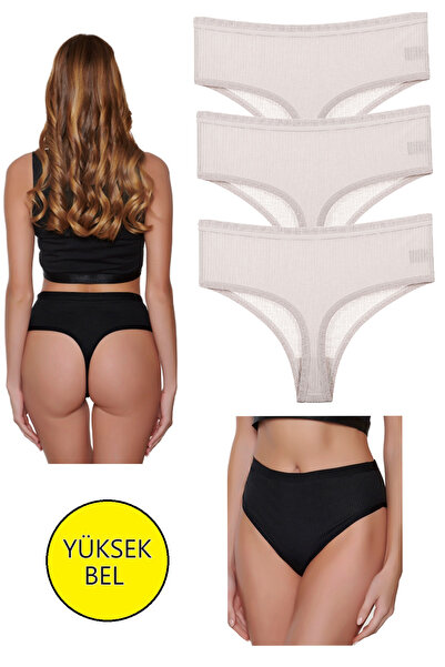 Vanilya Secret Yüksek Bel Tanga 3'Lü Paket
