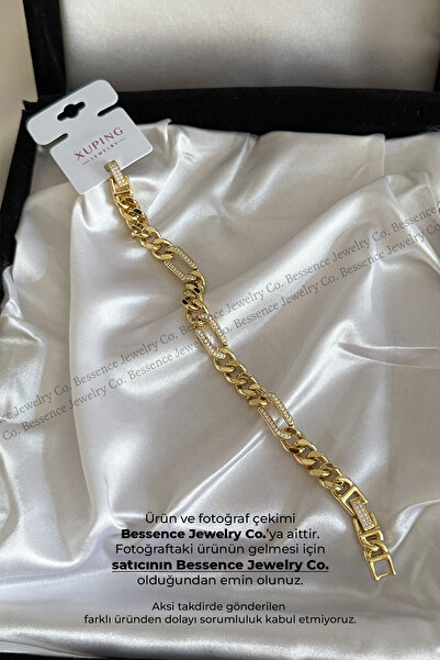Bessence Jewelry Co Xuping 14K Gold VIP Golden Link Zirkon Taşlı Çelik Bilekl...