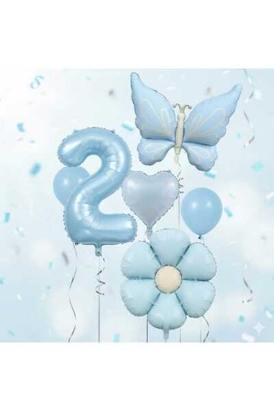 ÇITIPITISTORE Set de petrecere de lux cu baloane cu fluturi albastri și marga...