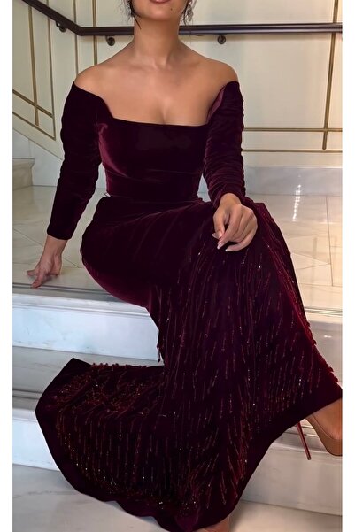 Heidi Wine-colored dress made from authentic Korean velvet