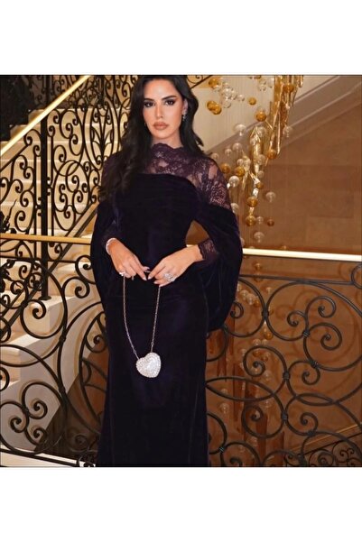 Gardenia Fashion فستان مخمل بنفسجي راقي