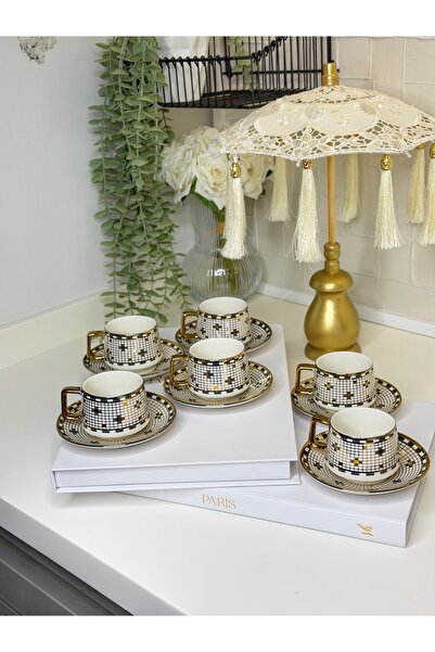 cicizuccaciye Mony 6-Person Porcelain Turkish Coffee Cup Set