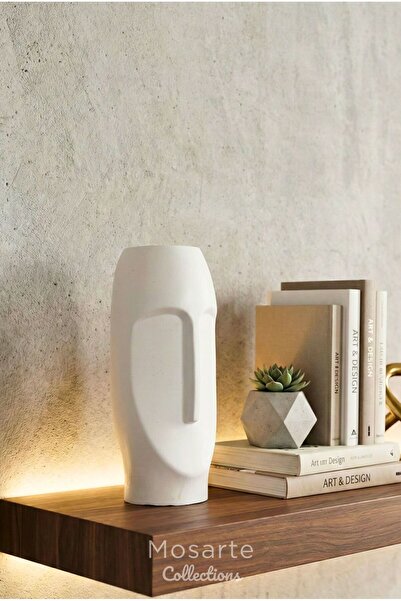 Mosarte سلسلة ستونفيس: مزهرية/تمثال وجه تجريدي بسيط - قطعة ديكور عصرية 23 سم