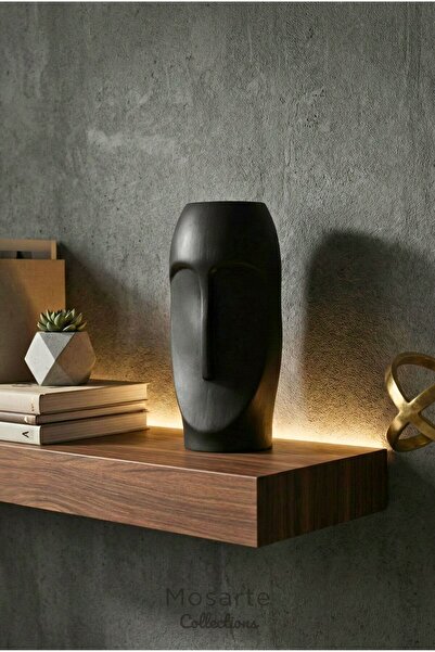 Mosarte سلسلة ستونفيس: مزهرية/تمثال وجه تجريدي بسيط - قطعة ديكور عصرية 23 سم