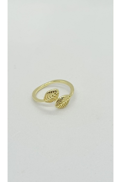 ndjewelry خاتم مفصلي بورقة ذهبية