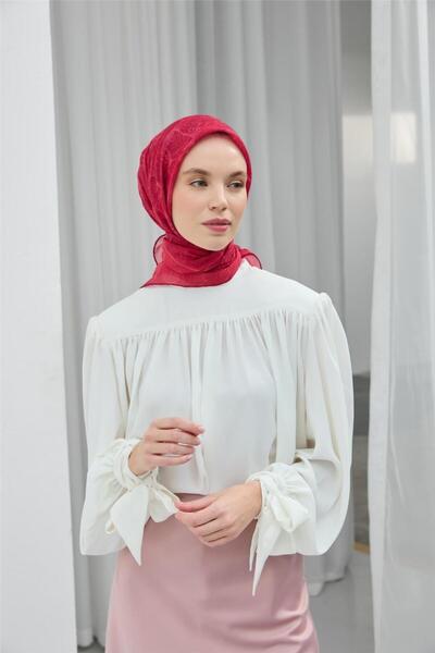 Silk Home وشاح قطني ناعم بنمط أوراق الشجر باللون الوردي الفوشيا خفيف الوزن وم...