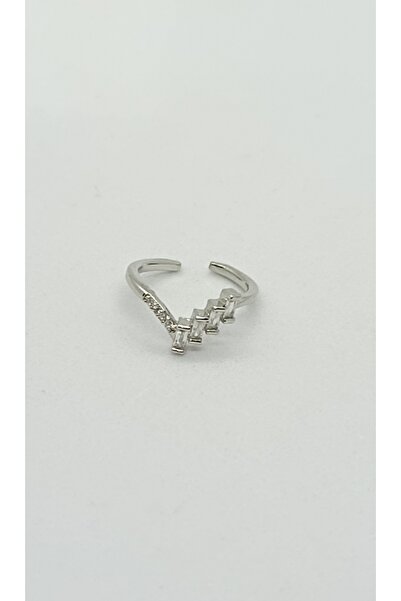 ndjewelry خاتم كريستال لاين (فضي)