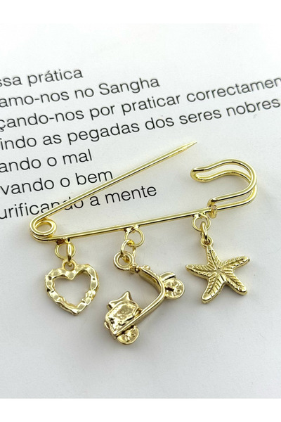 roshel Altın Renk Broş İskoç İğnesi Yaka İğnesi Charmlı İğne Çengelli İğne Ka...