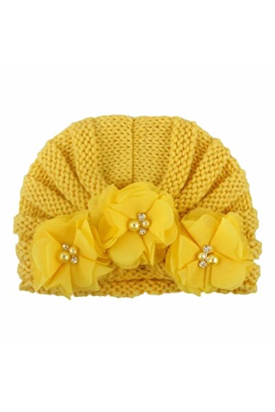 HANNA Caciulita tip turban cu floricele - Galben