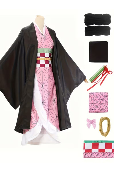 Butic Anime Cosplay Nezuko Kamado Demon Slayer İblis Keser Anime Kızı Kostüm ...