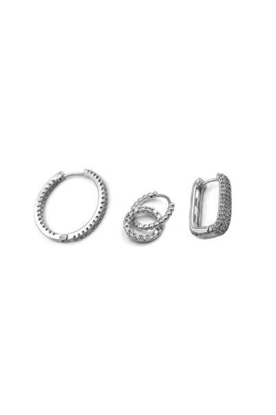 toyigoo 3-Piece Hoop Earrings - Silver