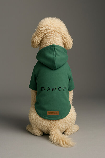Monopetz Baskılı İçi Polarlı Köpek ve Kedi Kıyafeti & Elbisesi - Yeşil Renk Kapüşonlu Hoodie B8B9A