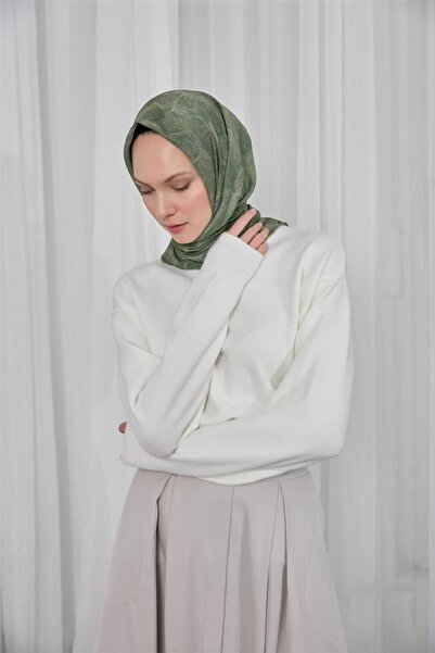 Silk Home Eșarfă moale din bumbac fin, cu model de frunze de nurcă închisă, t...