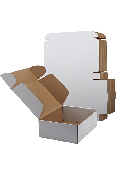 Generic صناديق شحن من الورق المقوى المموج حزمة من 20 صندوق بريد للتخزين والتغليف أبيض 29x22x10