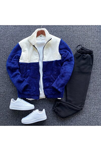 THANBUTİK Piece Plush Fleece Jacket and Fleece Sweatpants Set of 2