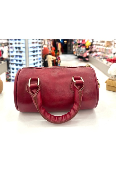 GLOW ACCESSORIES BAE Women's Burgundy Leather Cylinder Hand and Shoulder Bag