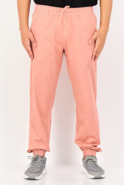 adidas Men Sportswear Fit Embroidered Logo Outdoor Sweatpants, Peach