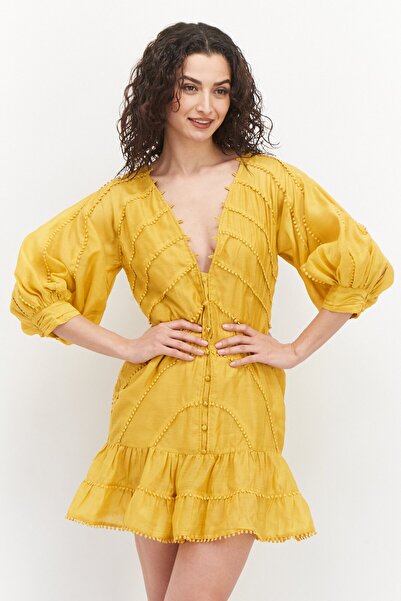 ASOS Women Textured Mini Dress, Mustard