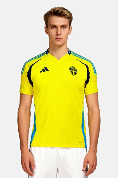 adidas Men Sportswear Fit Short Sleeve Football Jersey, Yellow