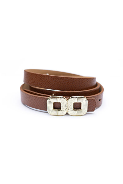marisha Tan Women's Belt with Gold Buckle