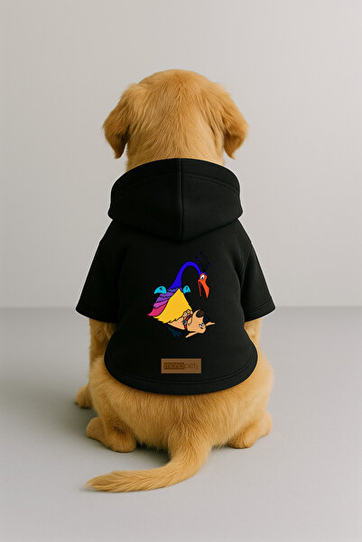 Monopetz Printed Dog and Cat Clothing & Dress with Fleece Inside - Black Colo...