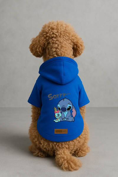 Monopetz Baskılı İçi Polarlı Köpek ve Kedi Kıyafeti & Elbisesi - Mavi Renk Ka...