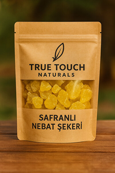 True Touch Safranlı Nebat Şekeri 200gr. ( Kaya Şekeri - Nöbet Şekeri - Kristal Şeker - Taş Şeker )