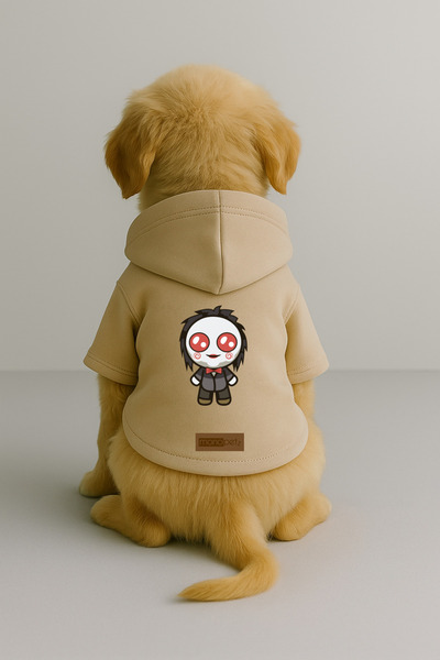 Monopetz Printed Dog and Cat Clothing & Dress with Fleece Inside - Beige Colo...