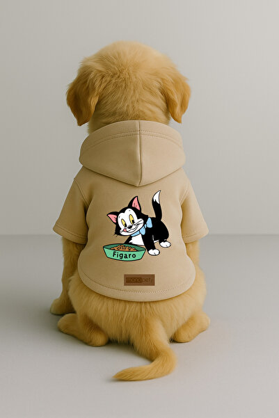 Monopetz Printed Dog and Cat Clothing & Dress with Fleece Inside - Beige Colo...