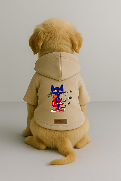 Monopetz Printed Dog and Cat Clothing & Dress with Fleece Inside - Beige Colo...